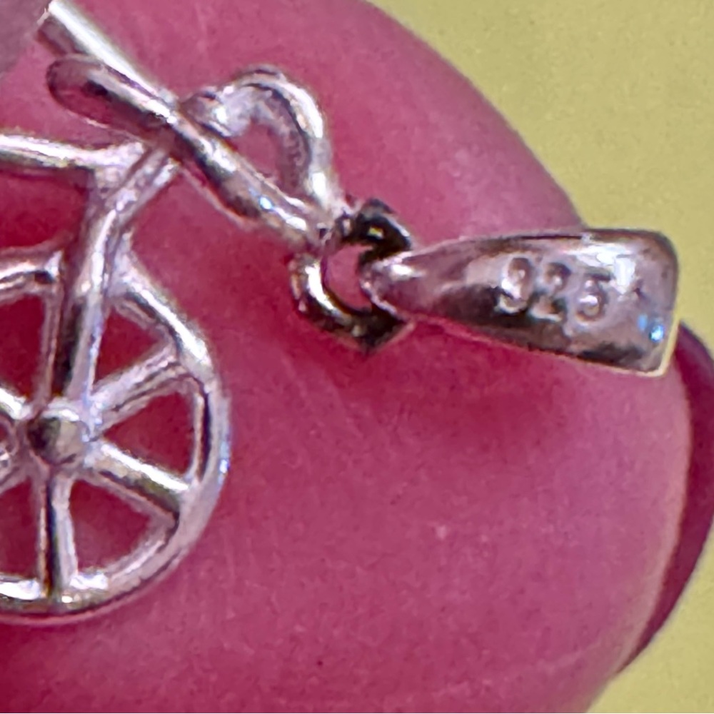 Necklace & pendant / charm - bicycle - sterling silver. Great condition. 18-20” - Picture 5 of 10